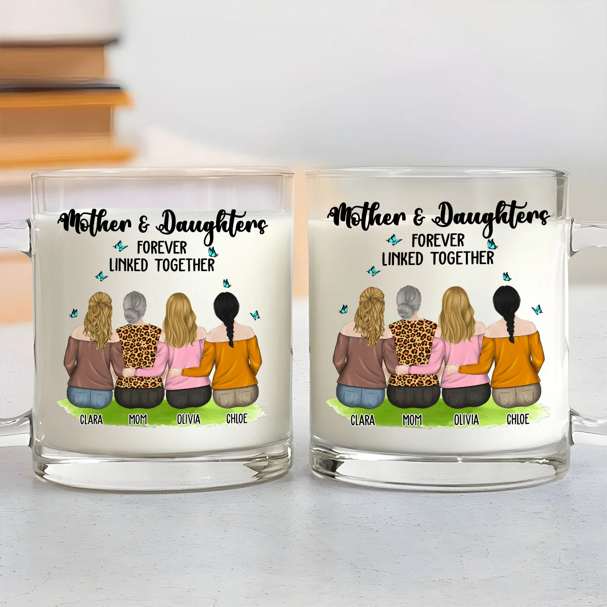 Mother And Daughter Connected By Love - Personalized Custom Glass Mug - Image 3
