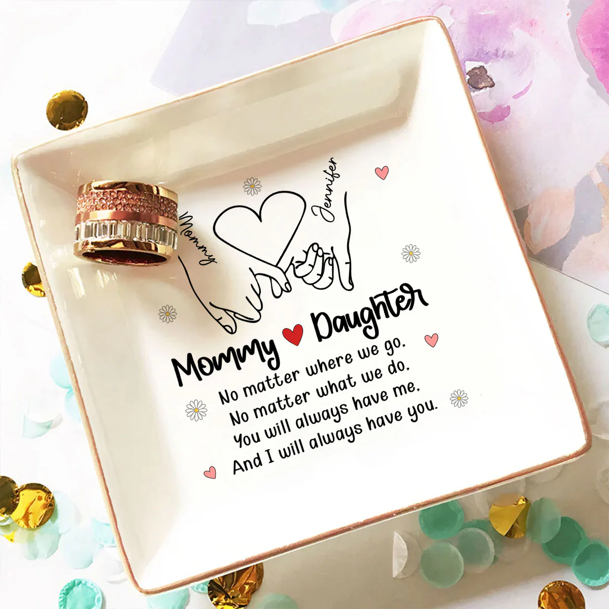 Mother And Daughter - Personalized Custom Jewelry Dish - Image 3