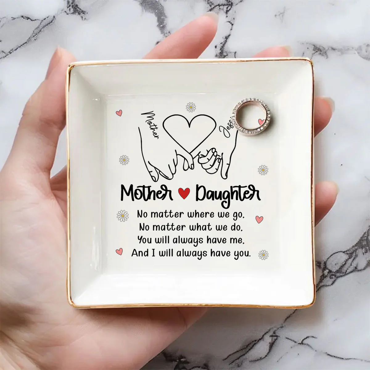Mother And Daughter - Personalized Custom Jewelry Dish - Image 4