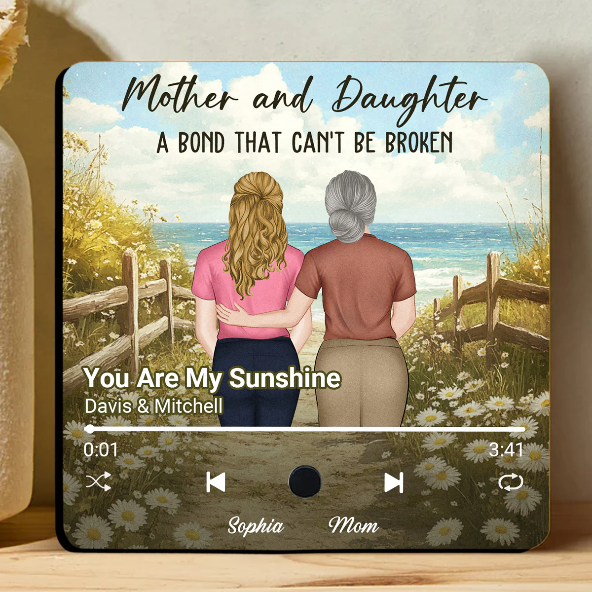 Mother And Daughter - Personalized Custom Music Fridge Magnet - Image 5