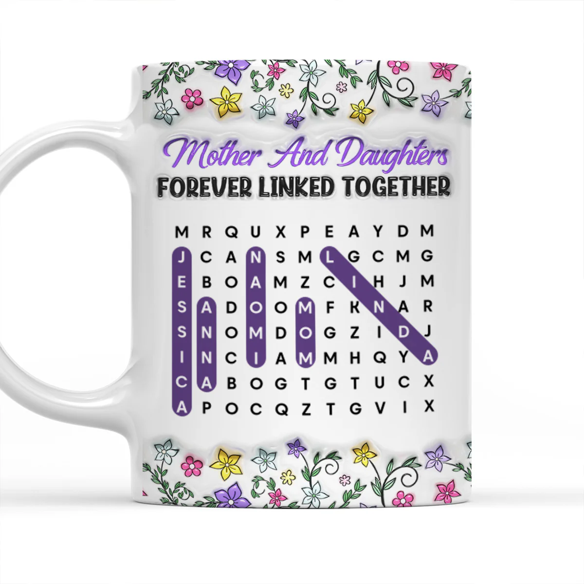 Mother And Daughter Word Search Puzzle - Personalized Custom 3D Inflated Effect Mug