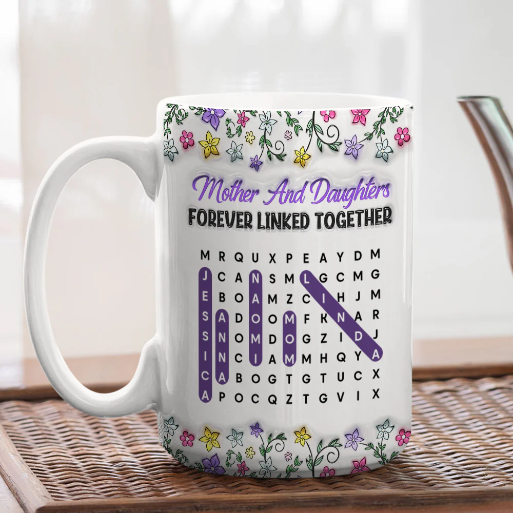 Mother And Daughter Word Search Puzzle - Personalized Custom 3D Inflated Effect Mug - Image 6