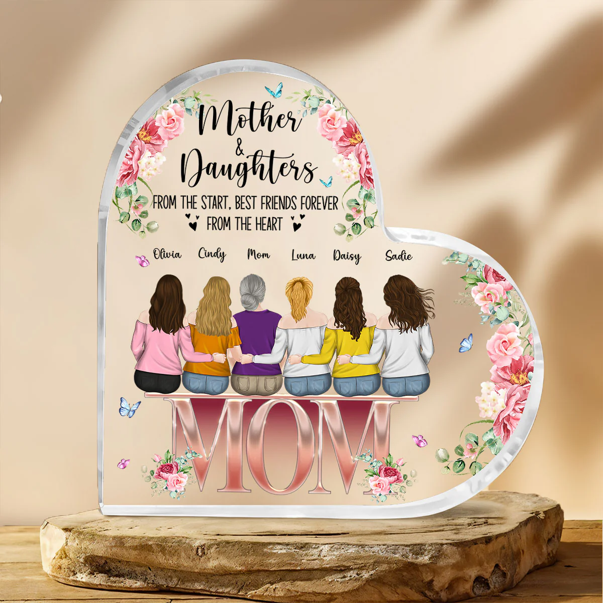 Mother And Daughters - Personalized Custom Acrylic Plaque - Image 4
