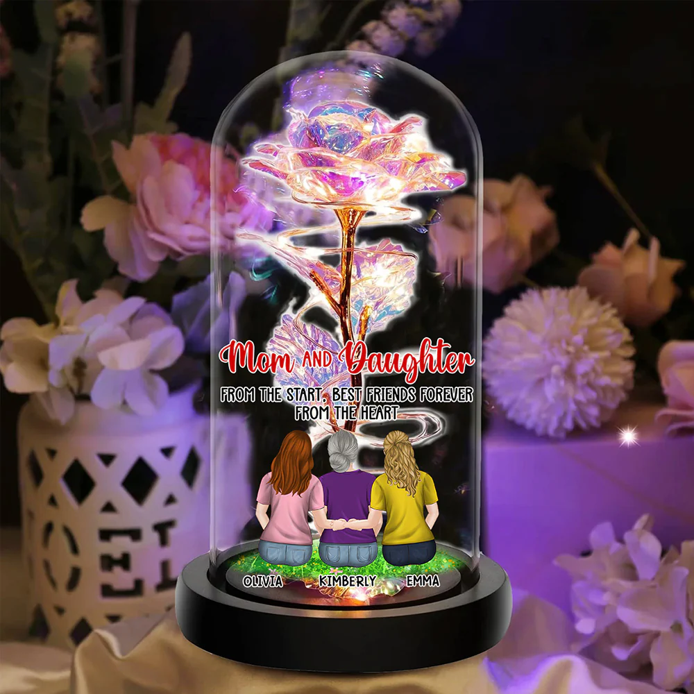 Mother And Daughters - Personalized Custom Sparkly Rose - Image 6