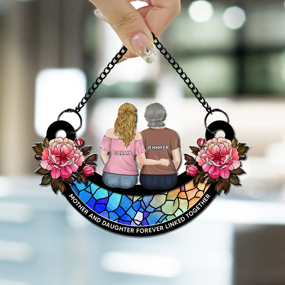Mother And Daughters - Personalized Custom Suncatcher - Image 3
