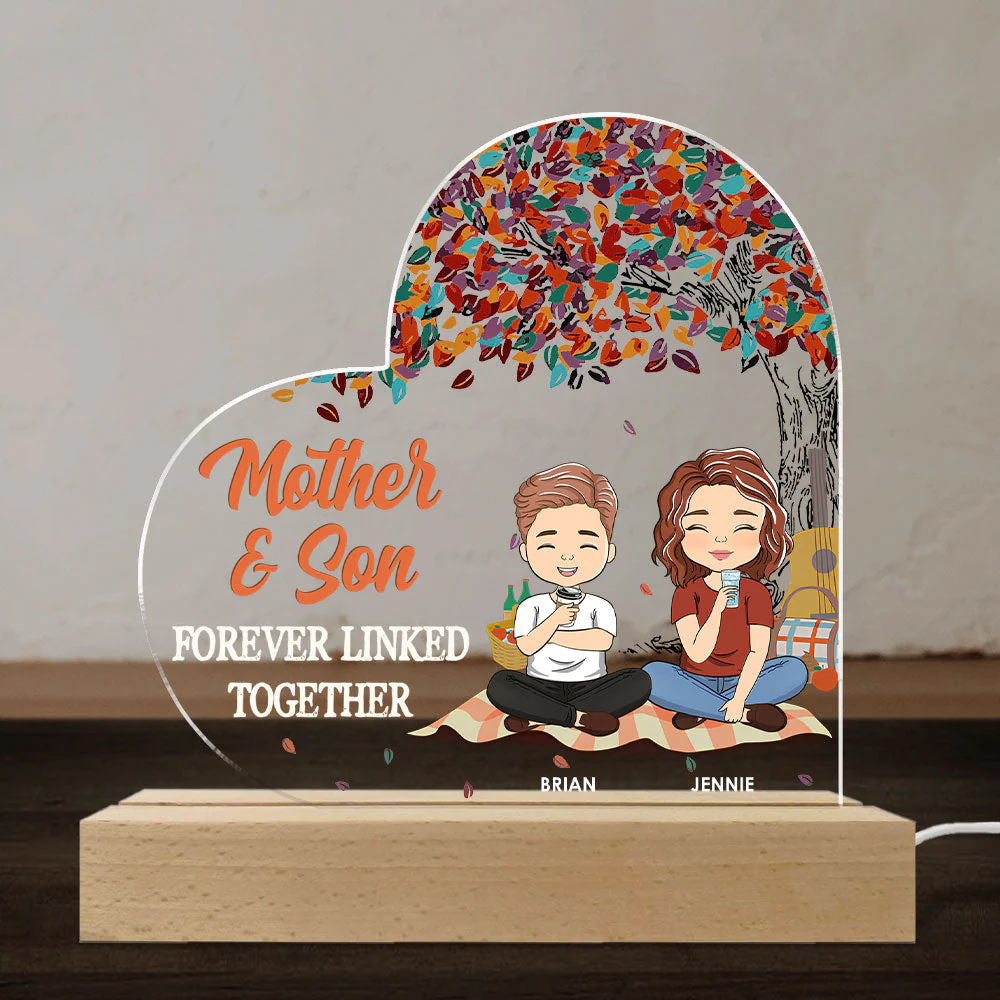 Mother And Son Forever Linked Together - Personalized Custom LED Light - Image 2