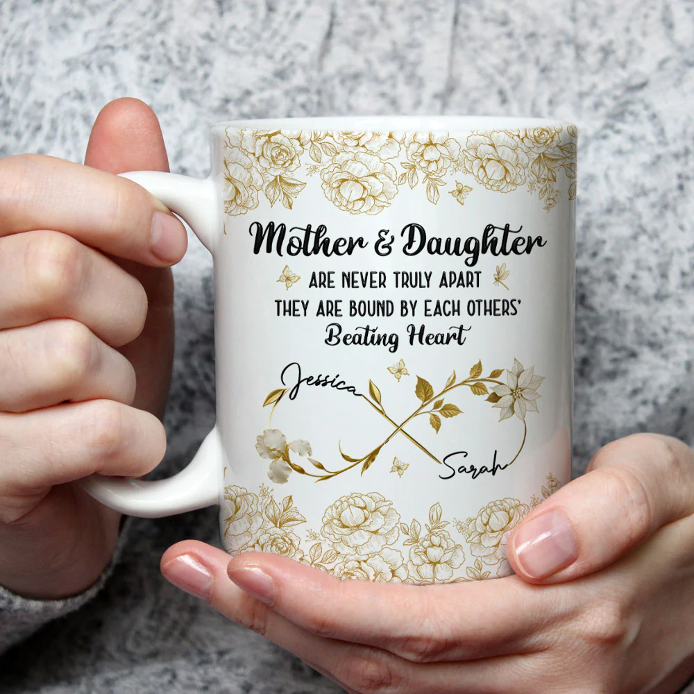 Mother & Daughter Always in Heart - Personalized Custom Coffee Mug - Image 3