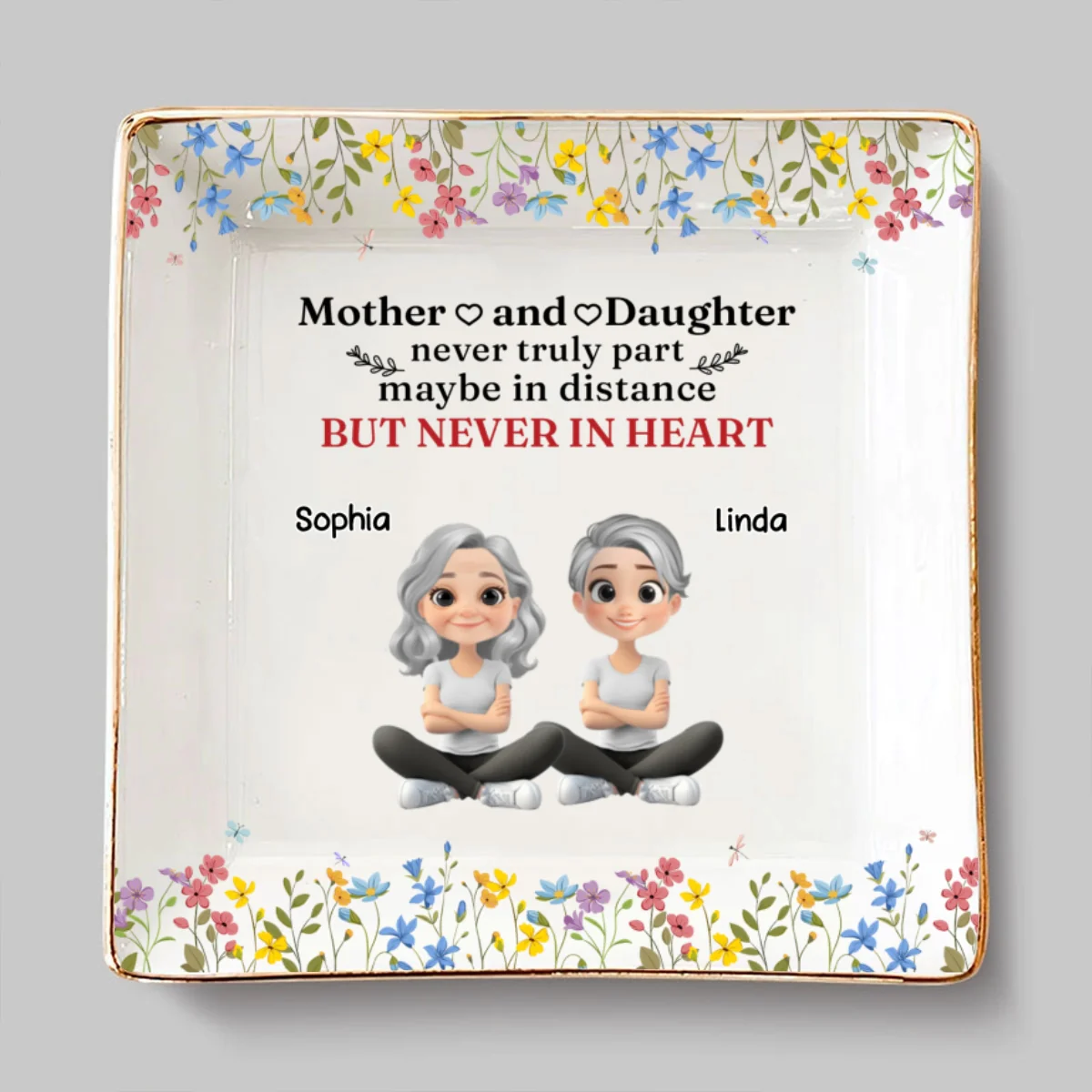 Mother And Daughter Never Truly Part - Personalized Custom Jewelry Dish - Image 6