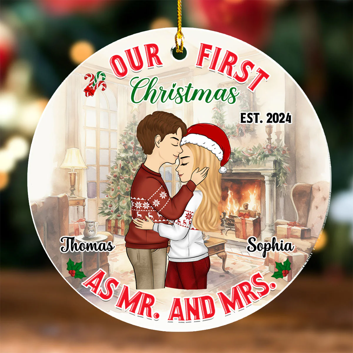 Mr And Mrs - Personalized Custom Acrylic Ornament - Image 4