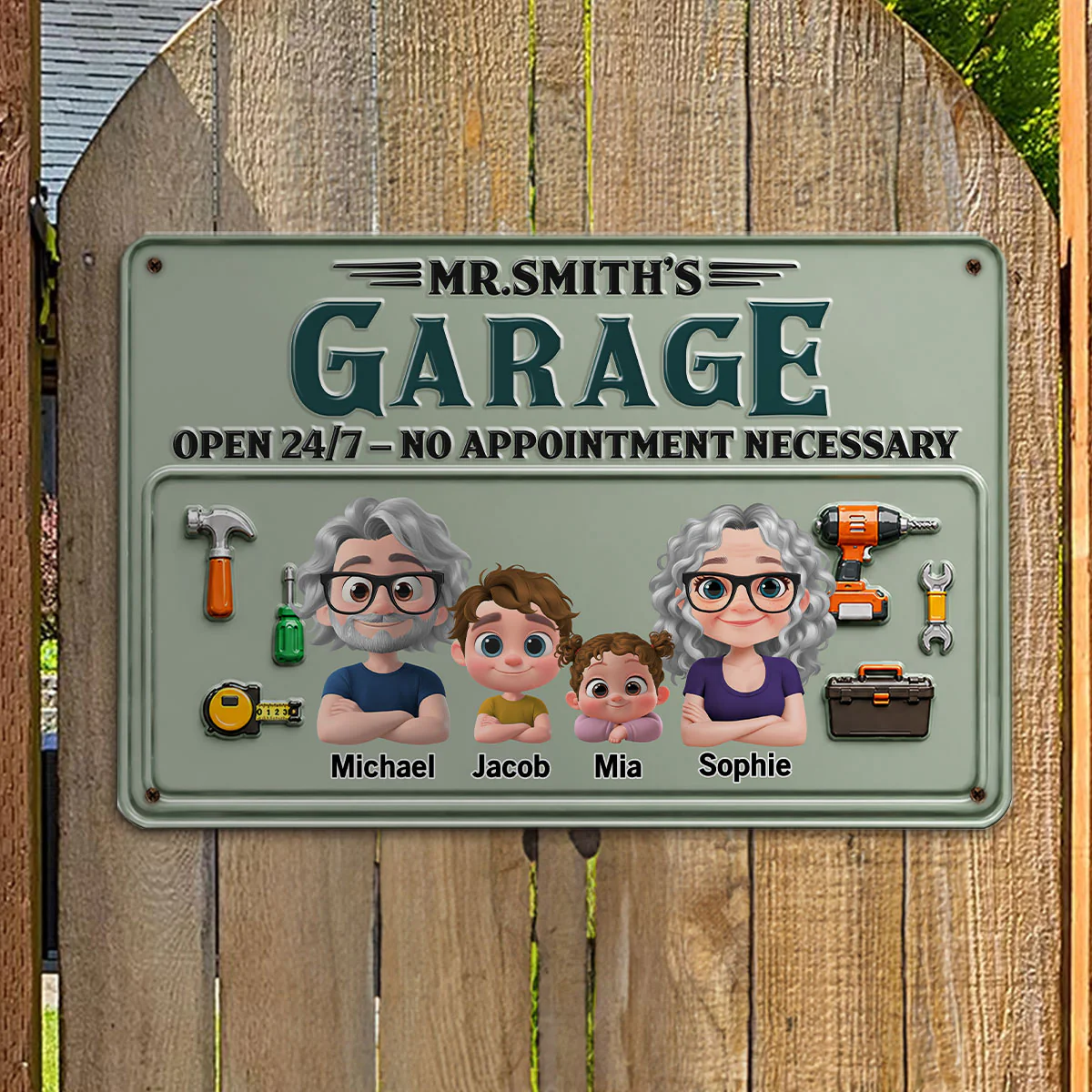 Mr Fix It Garage - Personalized Custom Metal Sign - Image 2