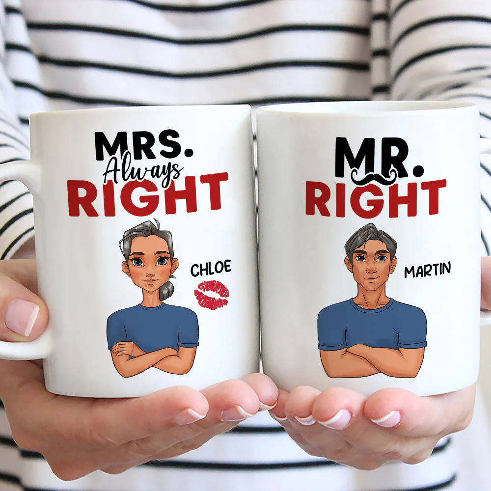 Mr Mrs Right - Personalized Custom Coffee Mug - Image 3