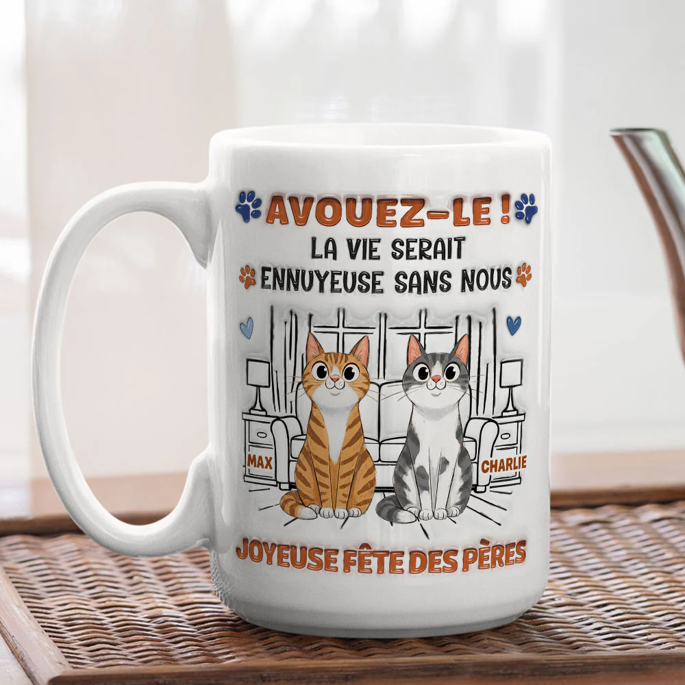 Mug à Café Personnalisé Effet Gonflé 3D "Admit It" - Version Papa Chat Fou et Rigolo - Image 5