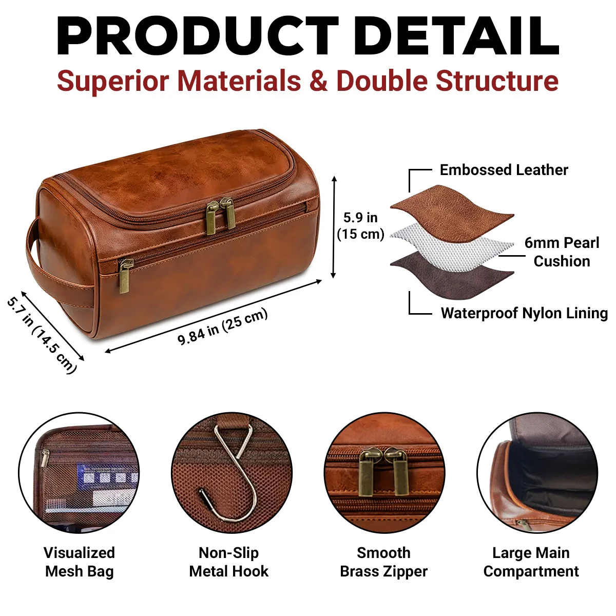 My Beloved People Call Me Daddy - Personalized Custom Engraved Leather Toiletry Bag - Image 5