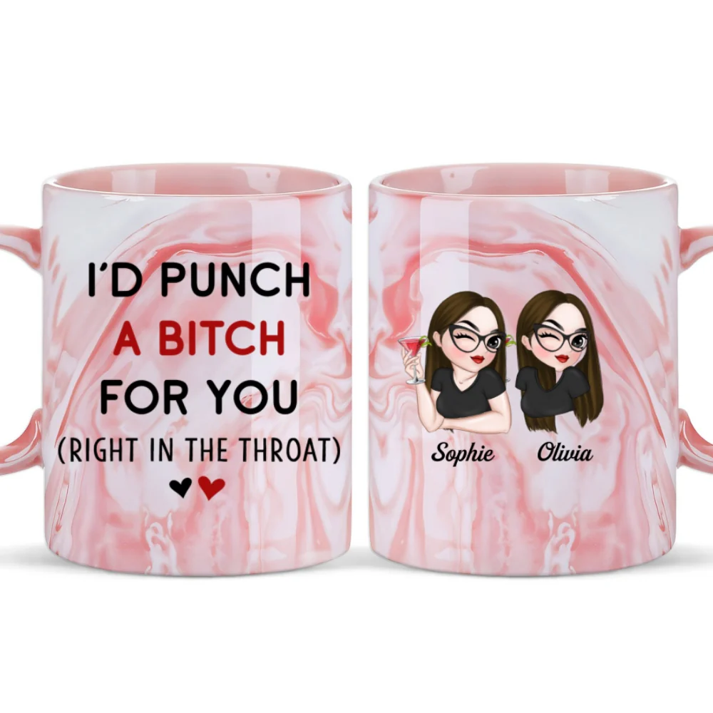 My Besties - Personalized Custom Pink Marble Mug - Image 6