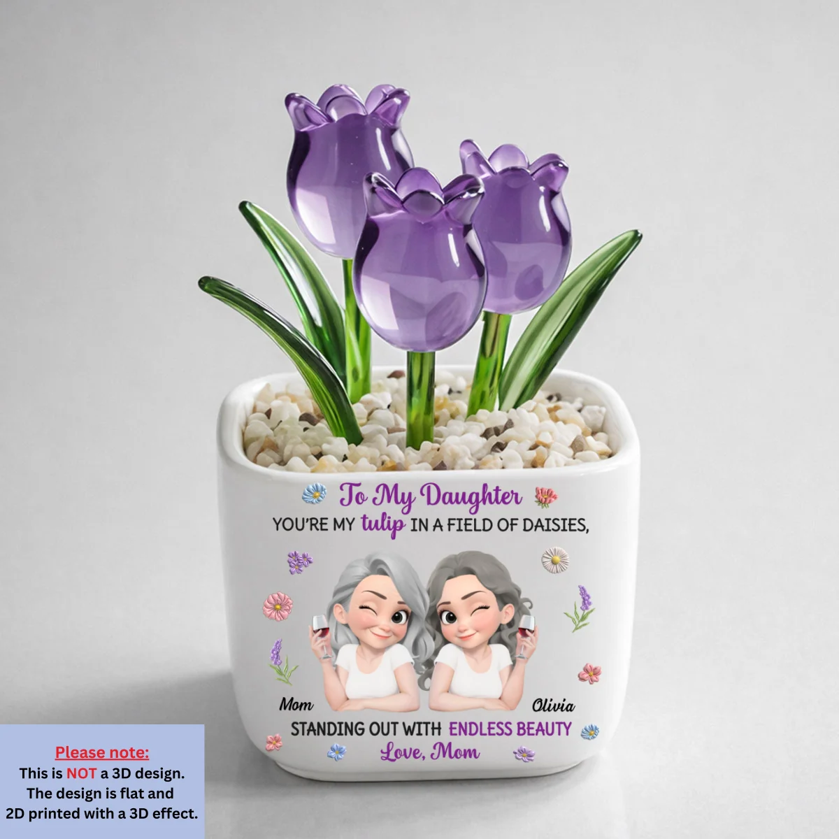 My Daughter Blooms Beautifully - Personalized Custom Glass Everlasting Tulips - Image 11