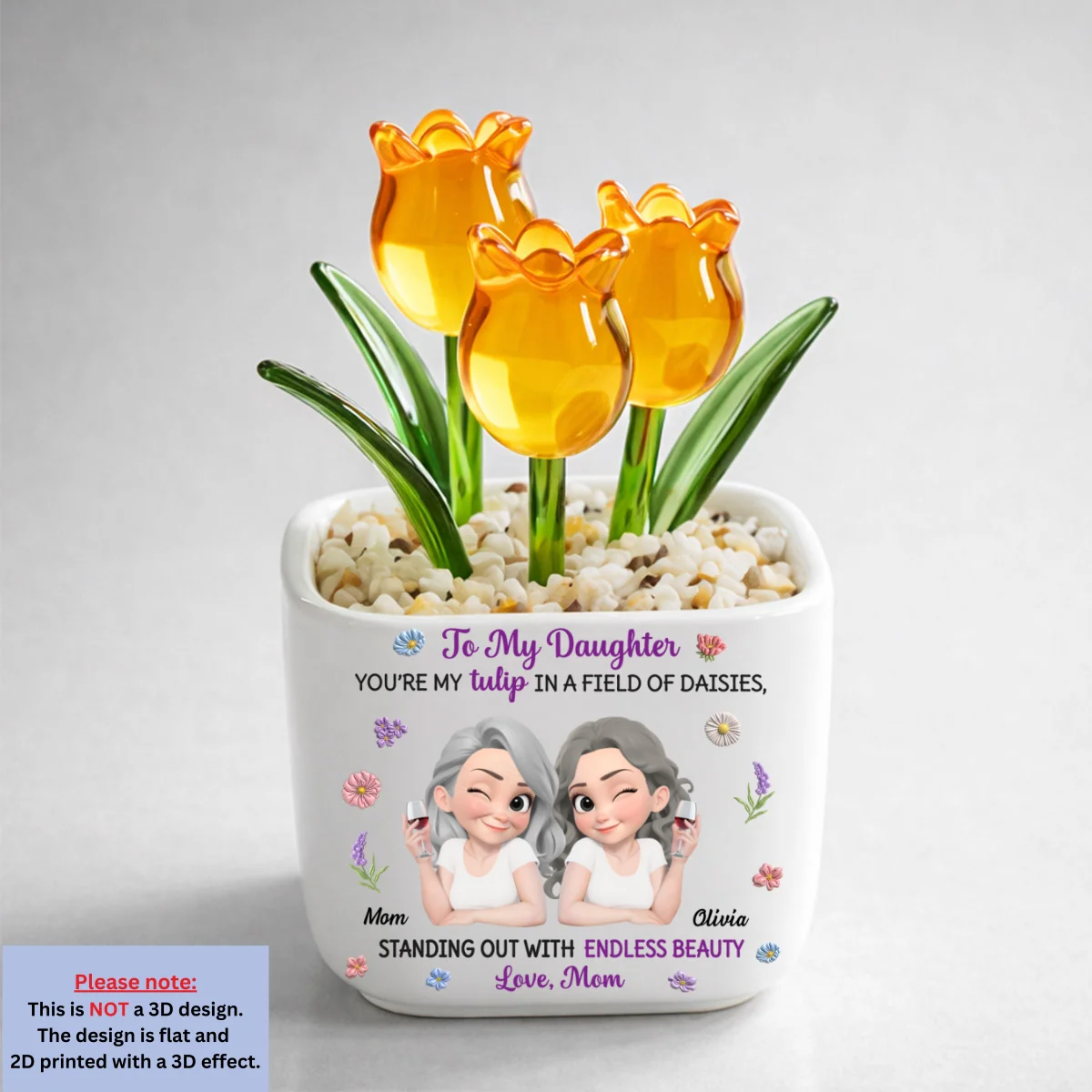 My Daughter Blooms Beautifully - Personalized Custom Glass Everlasting Tulips - Image 12
