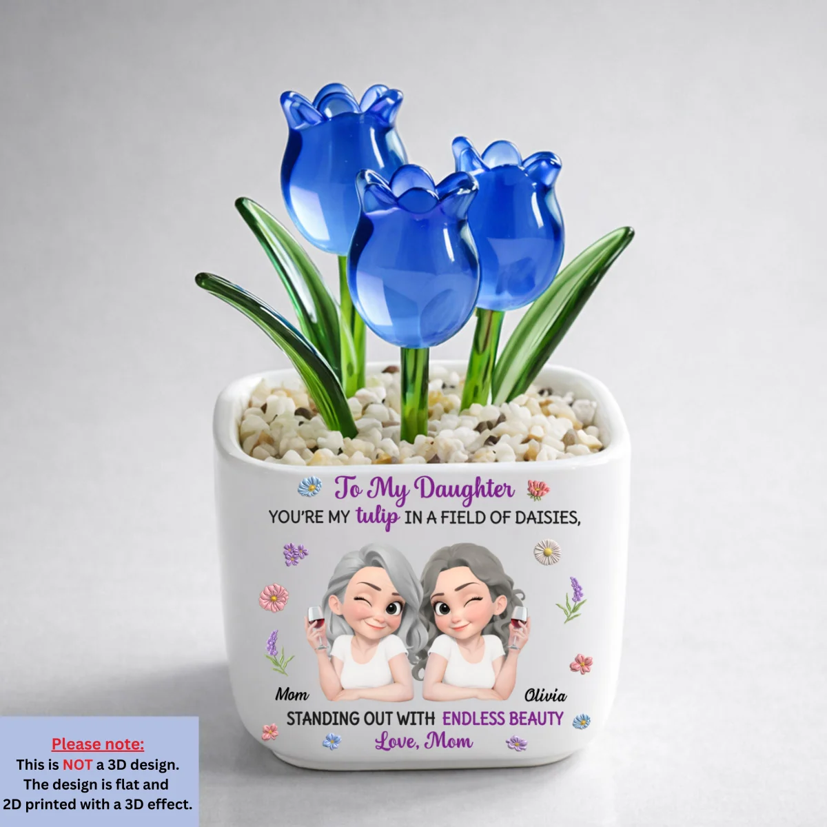 My Daughter Blooms Beautifully - Personalized Custom Glass Everlasting Tulips - Image 9