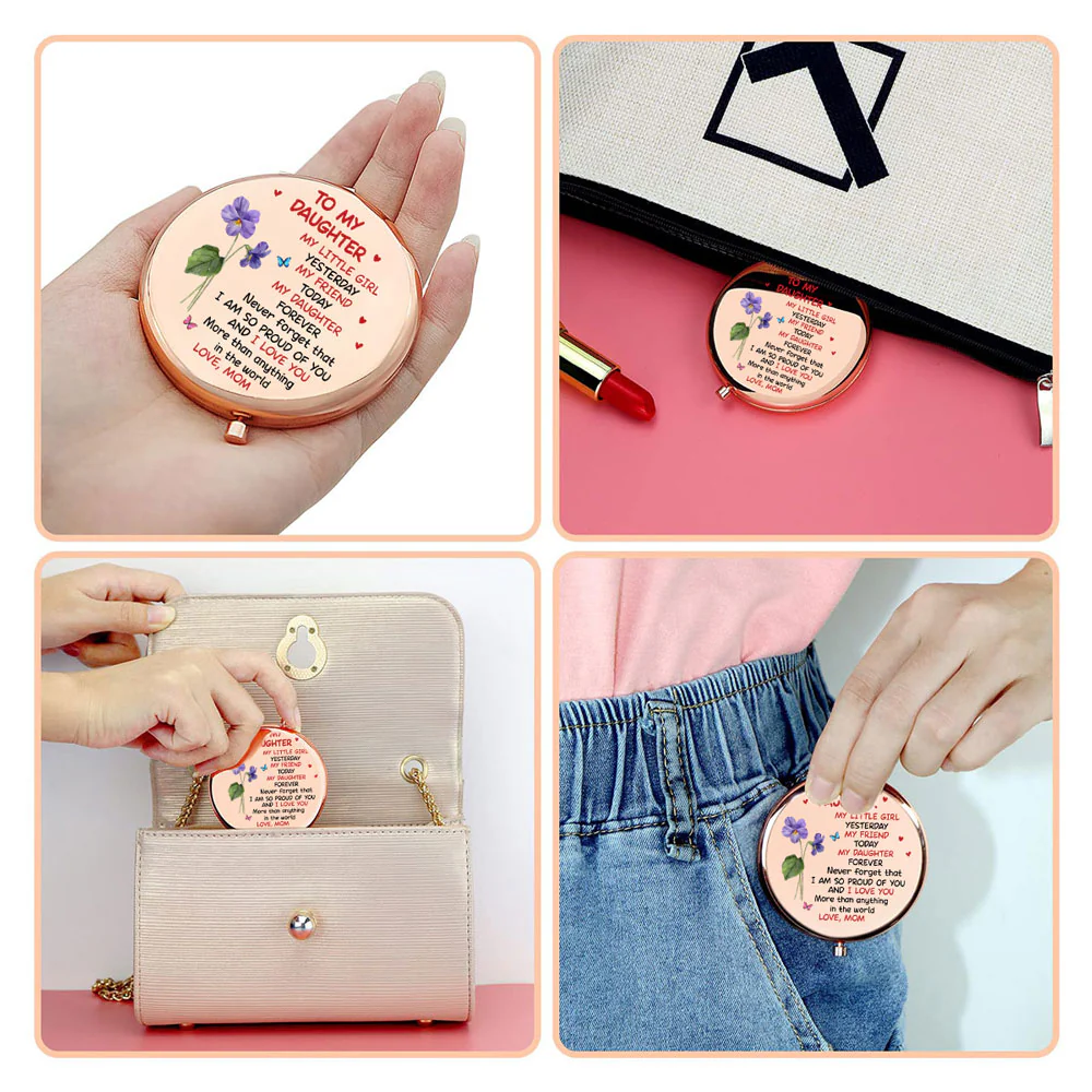 My Daughter Forever - Personalized Custom Compact Mirror - Image 2
