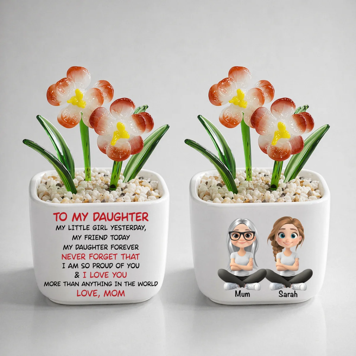My Daughter Forever - Personalized Custom Glass Birth Month Flower - Image 9