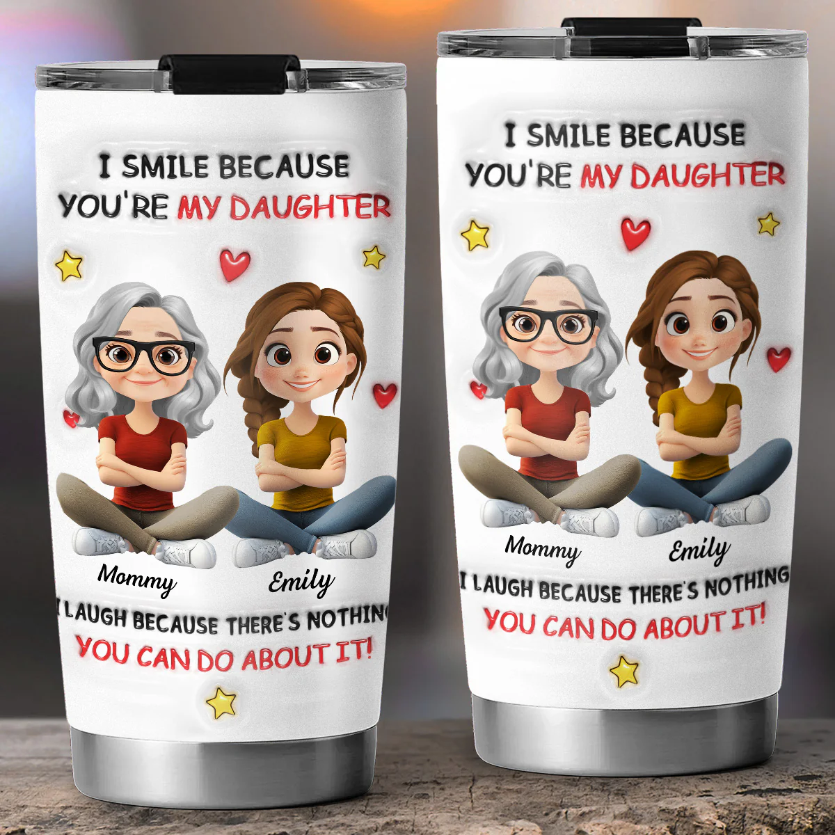 My Daughter - Personalized Custom 3D Inflated Effect Tumbler - Image 5