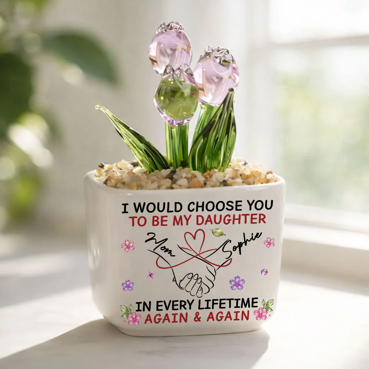 My Daughter - Personalized Custom Glass Everlasting Tulips - Image 2