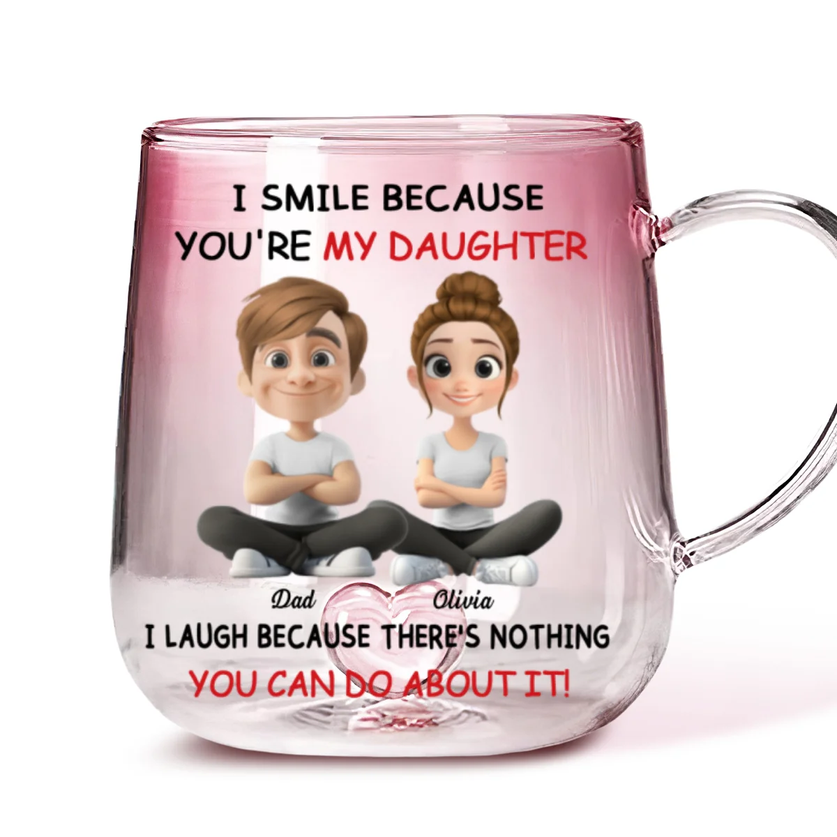 My Daughter - Personalized Custom Pink Gradient Glass Mug - Image 6