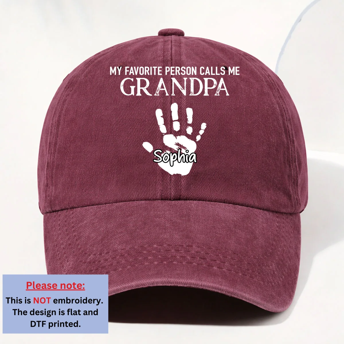 My Fav People Call Me Grandpa - Personalized Custom Vintage Washed Denim Cap - Image 10