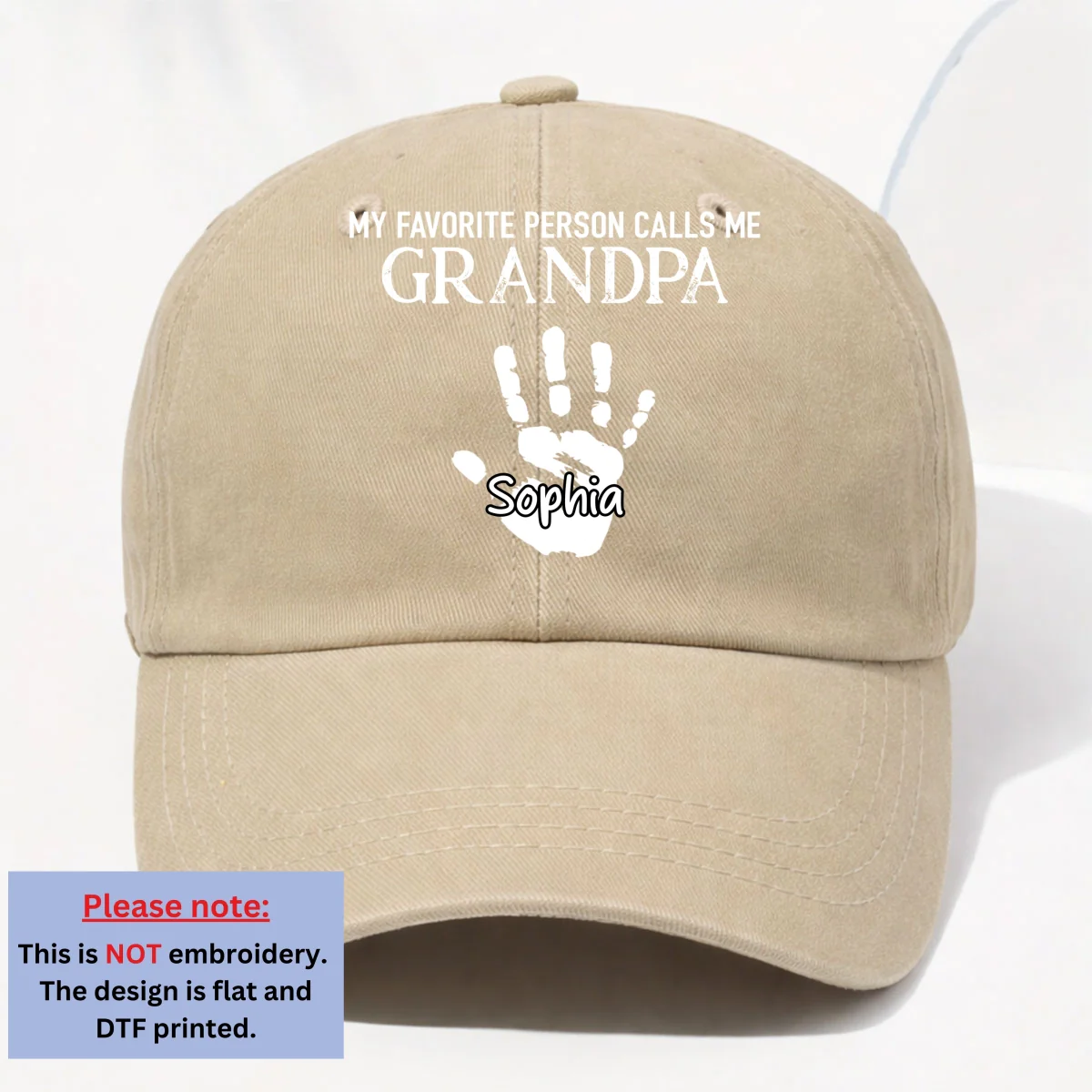 My Fav People Call Me Grandpa - Personalized Custom Vintage Washed Denim Cap - Image 11