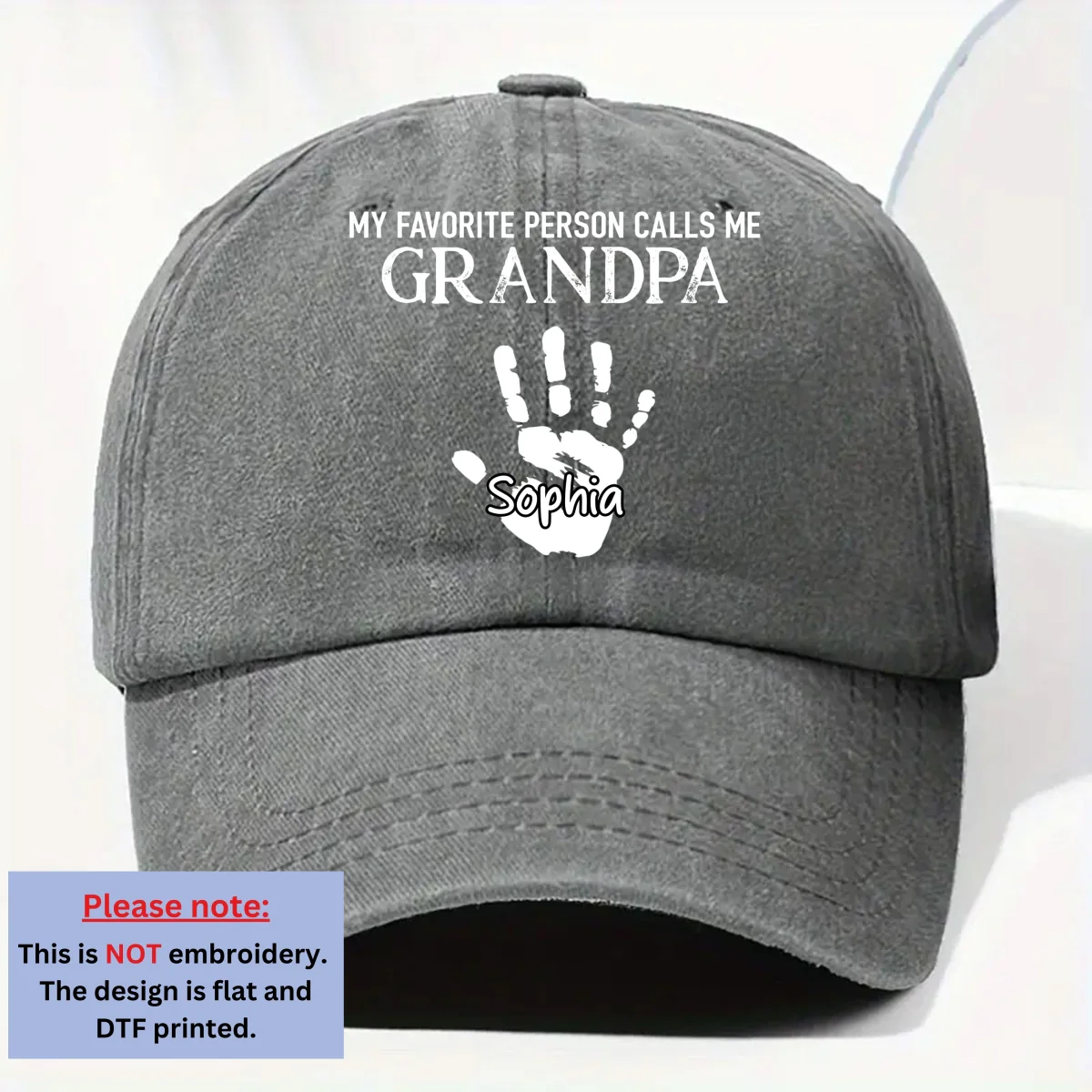My Fav People Call Me Grandpa - Personalized Custom Vintage Washed Denim Cap - Image 8