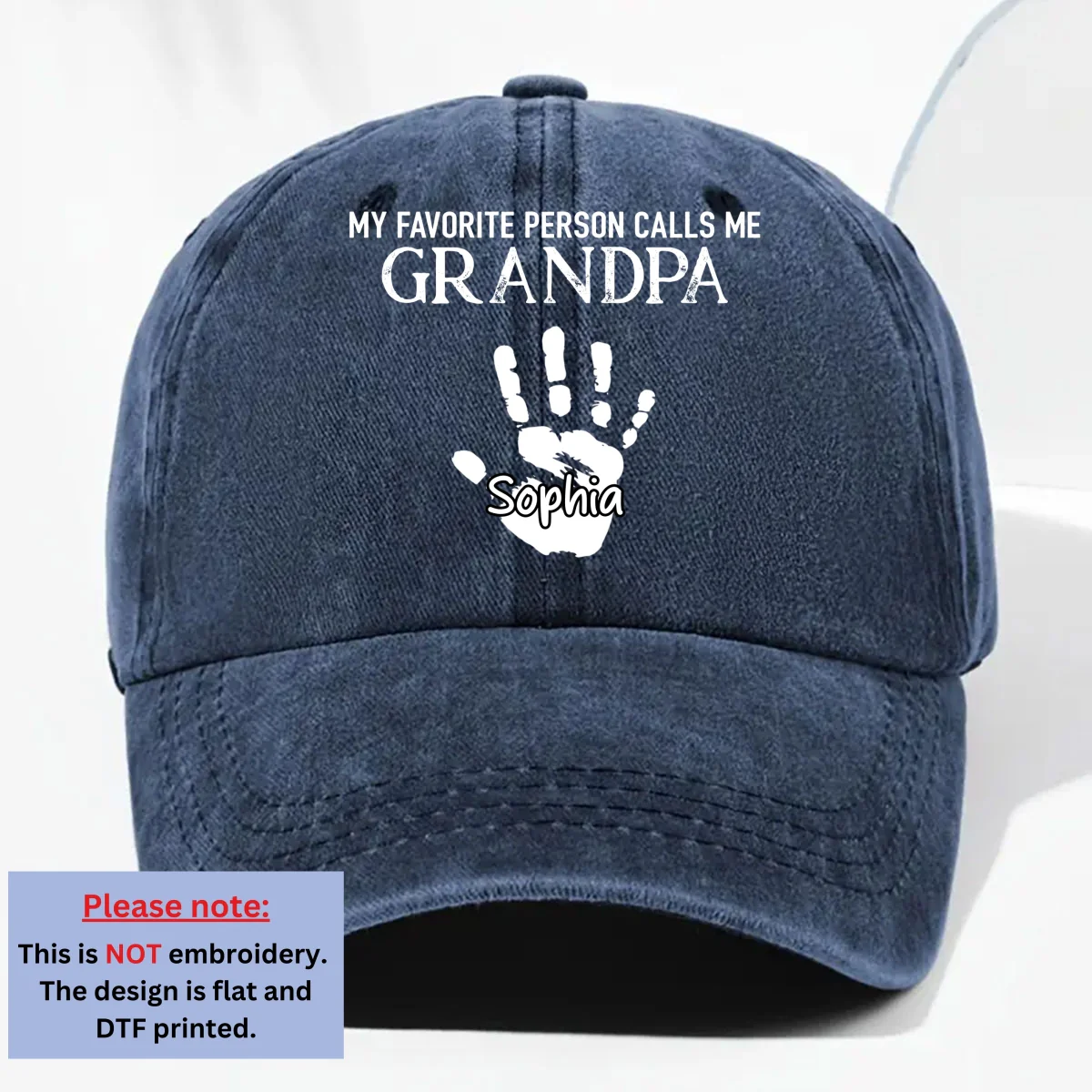 My Fav People Call Me Grandpa - Personalized Custom Vintage Washed Denim Cap - Image 9