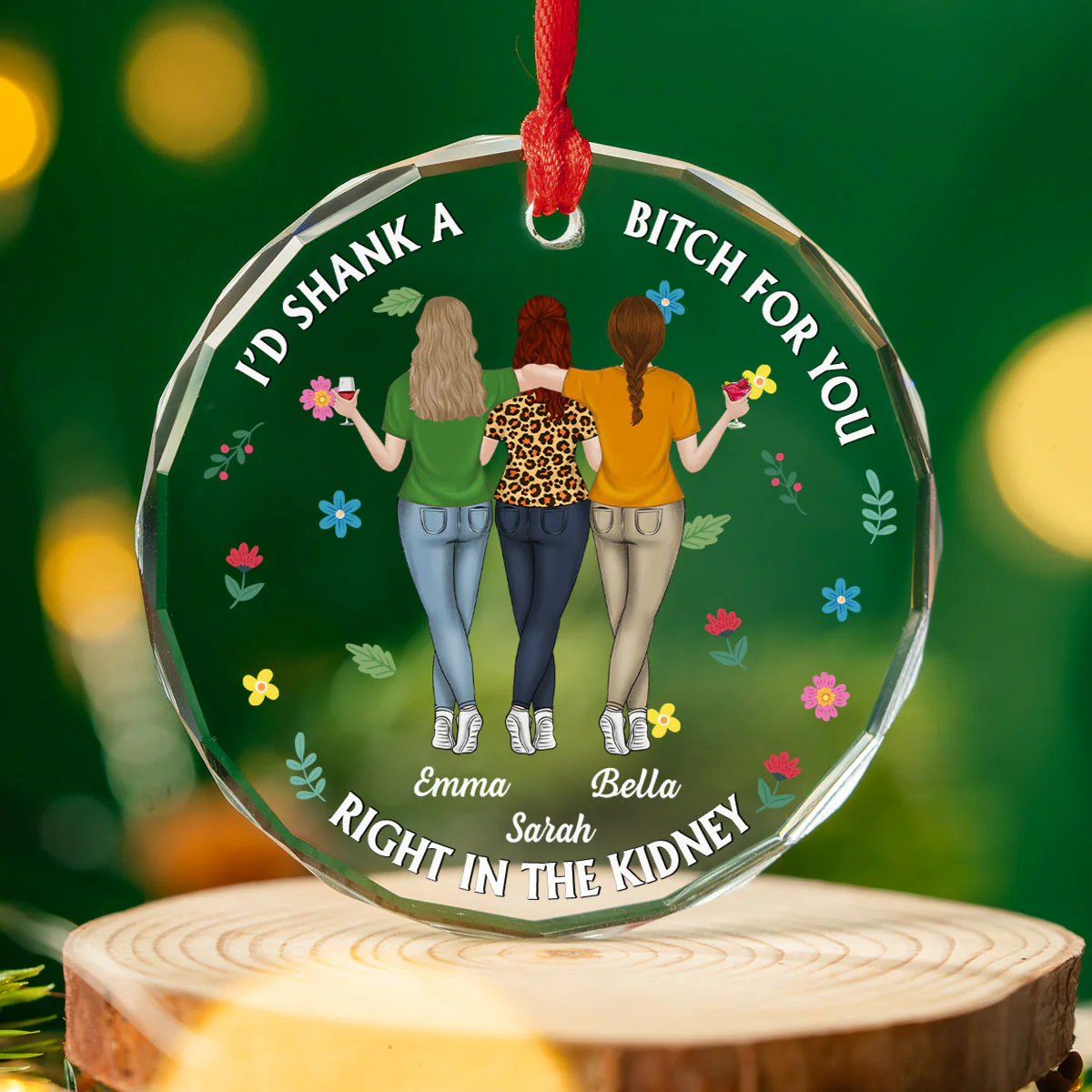 My Favorite Besties - Personalized Custom Glass Ornament - Image 5