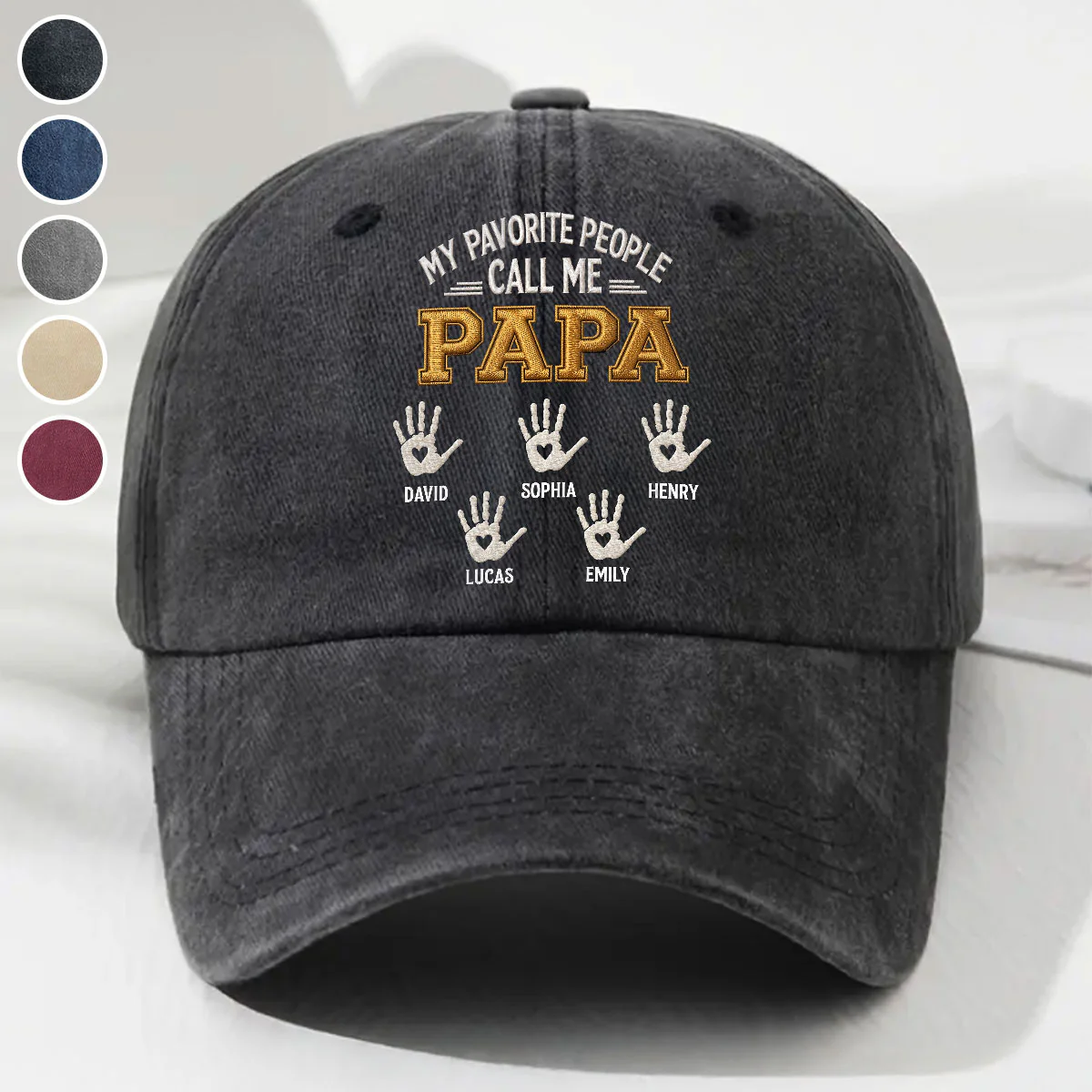 My Favorite Kids Grandkids Call Me - Personalized Custom Vintage Washed Denim Cap