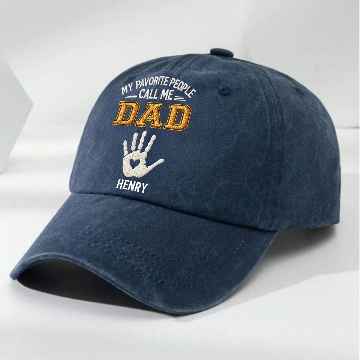 My Favorite Kids Grandkids Call Me - Personalized Custom Vintage Washed Denim Cap - Image 2