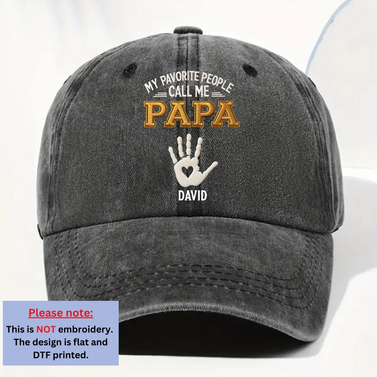 My Favorite Kids Grandkids Call Me - Personalized Custom Vintage Washed Denim Cap - Image 7