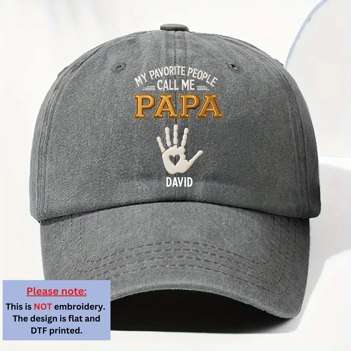 My Favorite Kids Grandkids Call Me - Personalized Custom Vintage Washed Denim Cap - Image 8