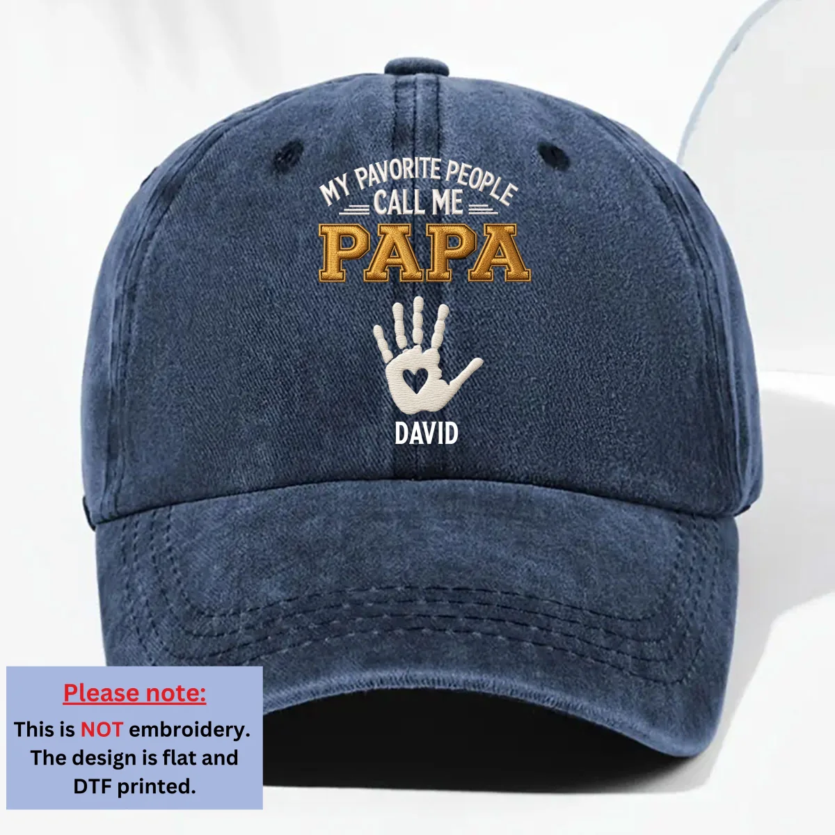 My Favorite Kids Grandkids Call Me - Personalized Custom Vintage Washed Denim Cap - Image 9