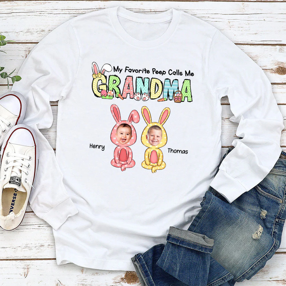 My Favorite Peeps Call Me Grandma - Personalized Custom Long Sleeve T-shirt - Image 2