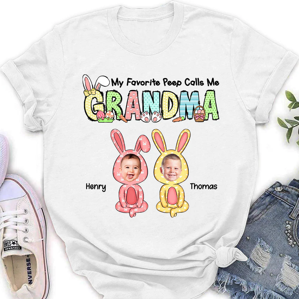 My Favorite Peeps Call Me Grandma - Personalized Custom Women's T-shirt - Image 2