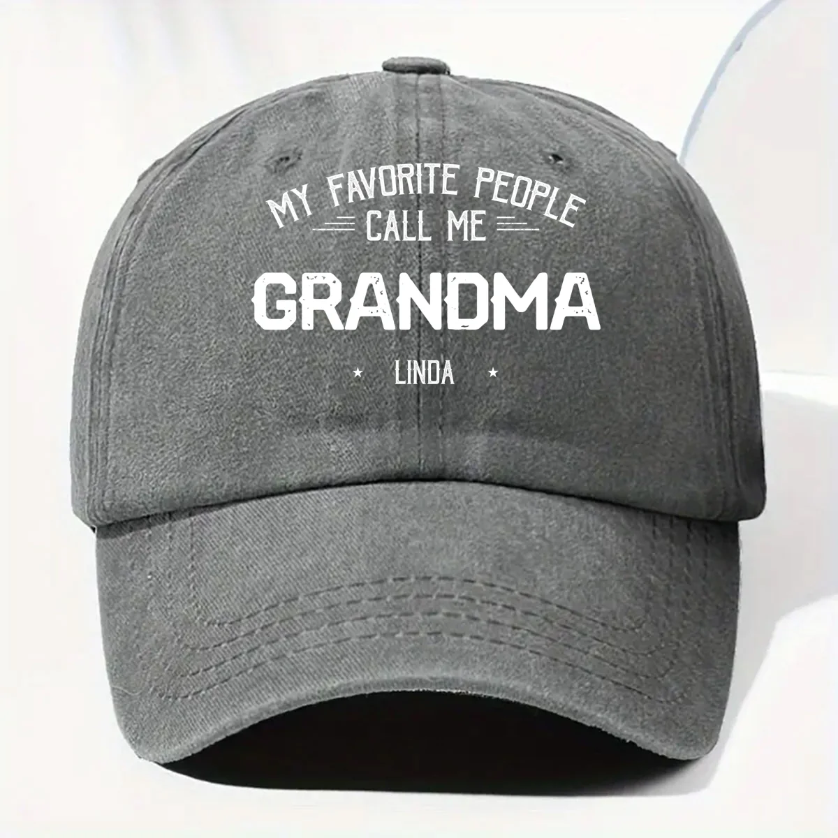 My Favorite People Call Me Grandma Mom - Personalized Custom Vintage Washed Denim Cap - Image 8