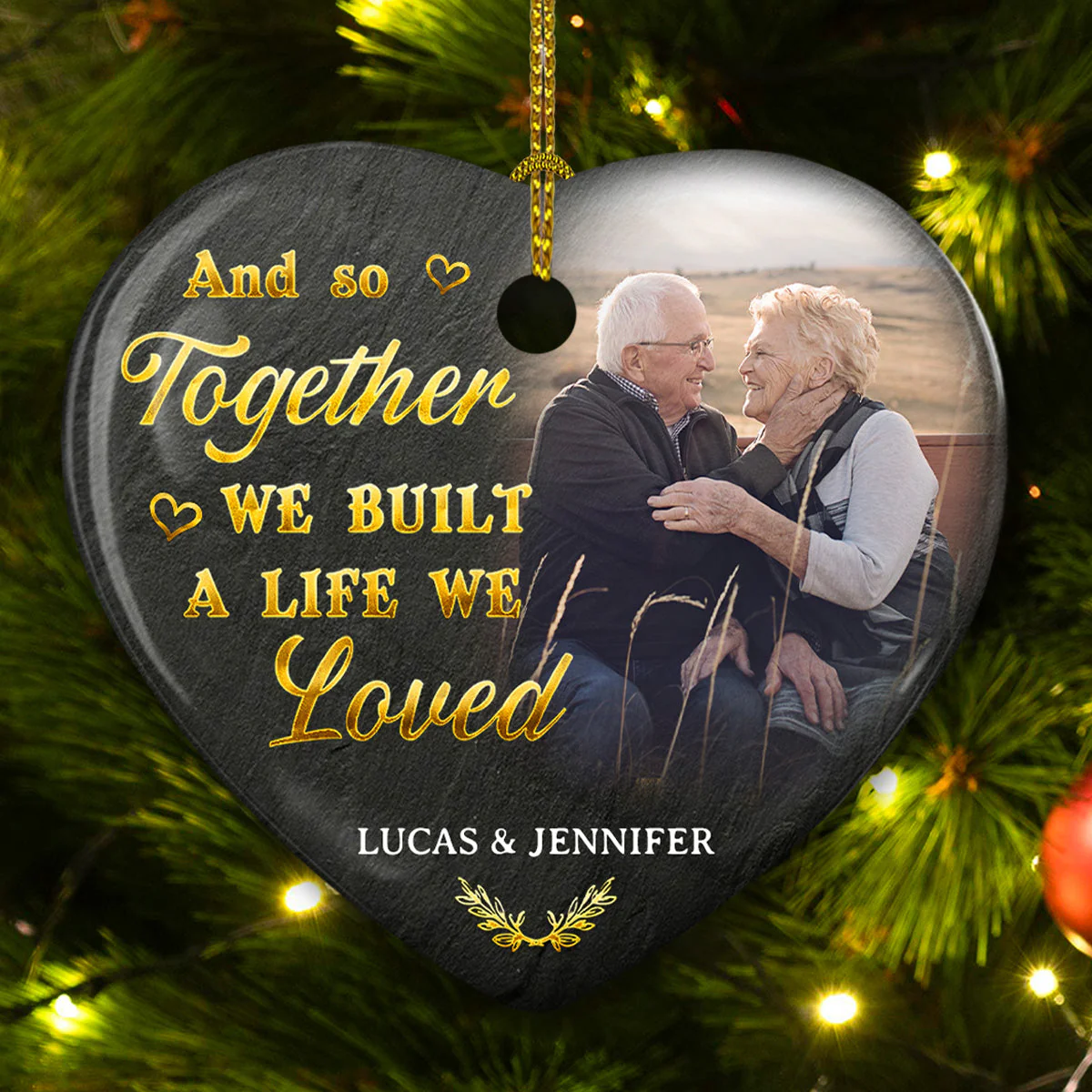 My Favorite Place Is Next To You - Personalized Custom Heart Ceramic Ornament - Image 4