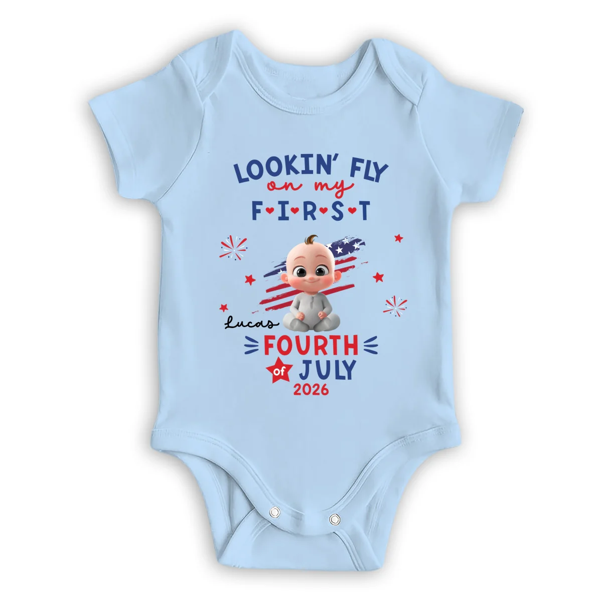 My First 4th July - Personalized Custom Baby Onesie - Image 8