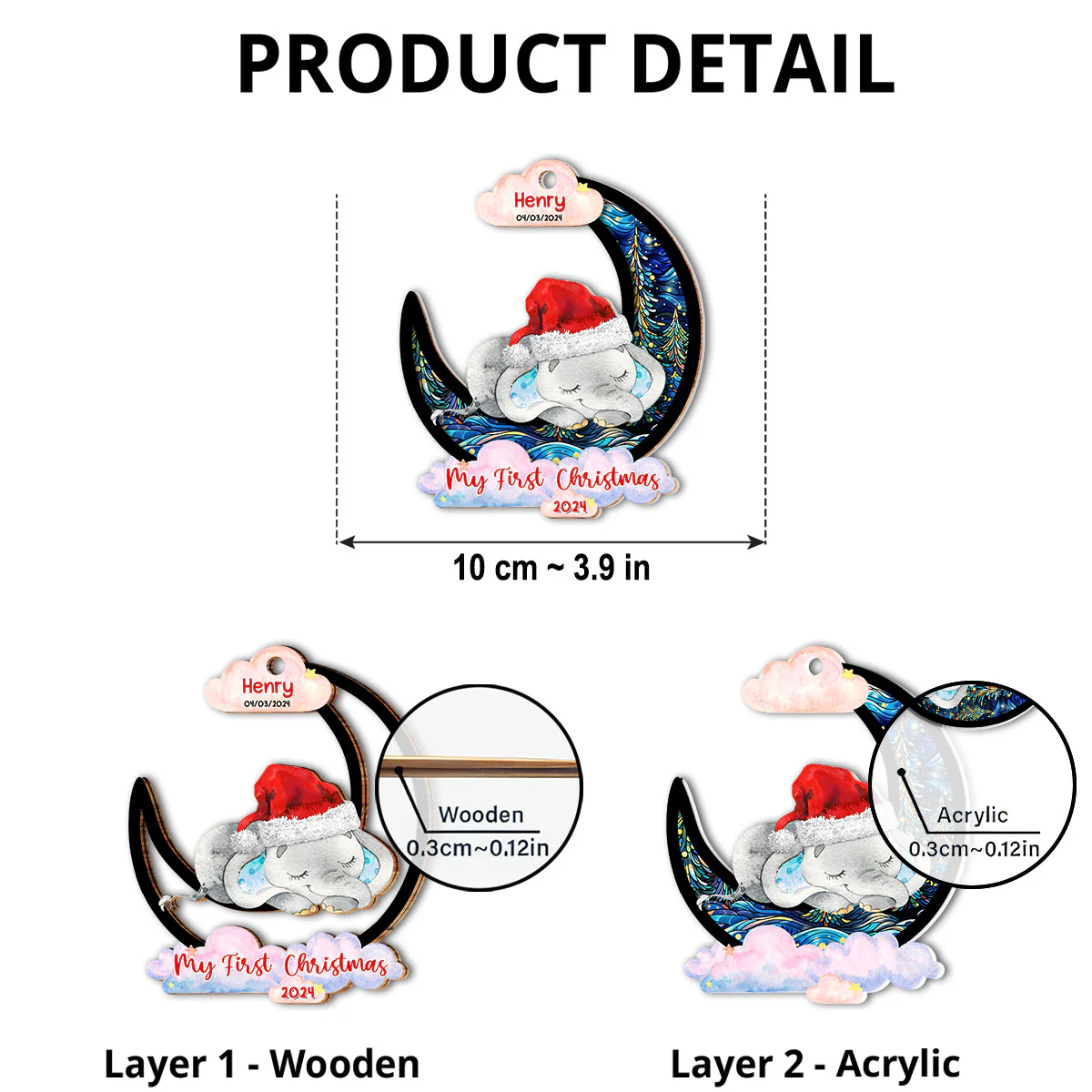 My First Christmas - Personalized Custom Suncatcher Ornament - Image 5