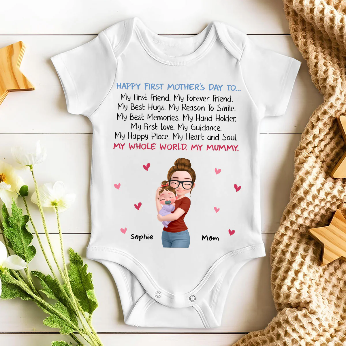 My First Friend My Whole World - Personalized Custom Baby Onesie - Image 5