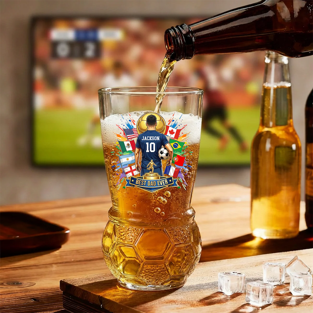My Football Hero - Personalized Custom Football Beer Glass - Image 3