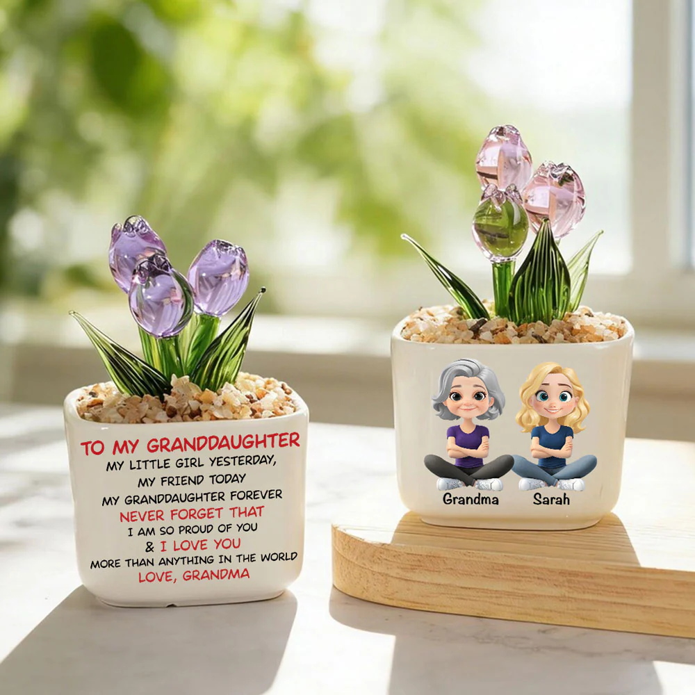 My Granddaughter Forever - Personalized Custom Glass Everlasting Tulips - Image 6