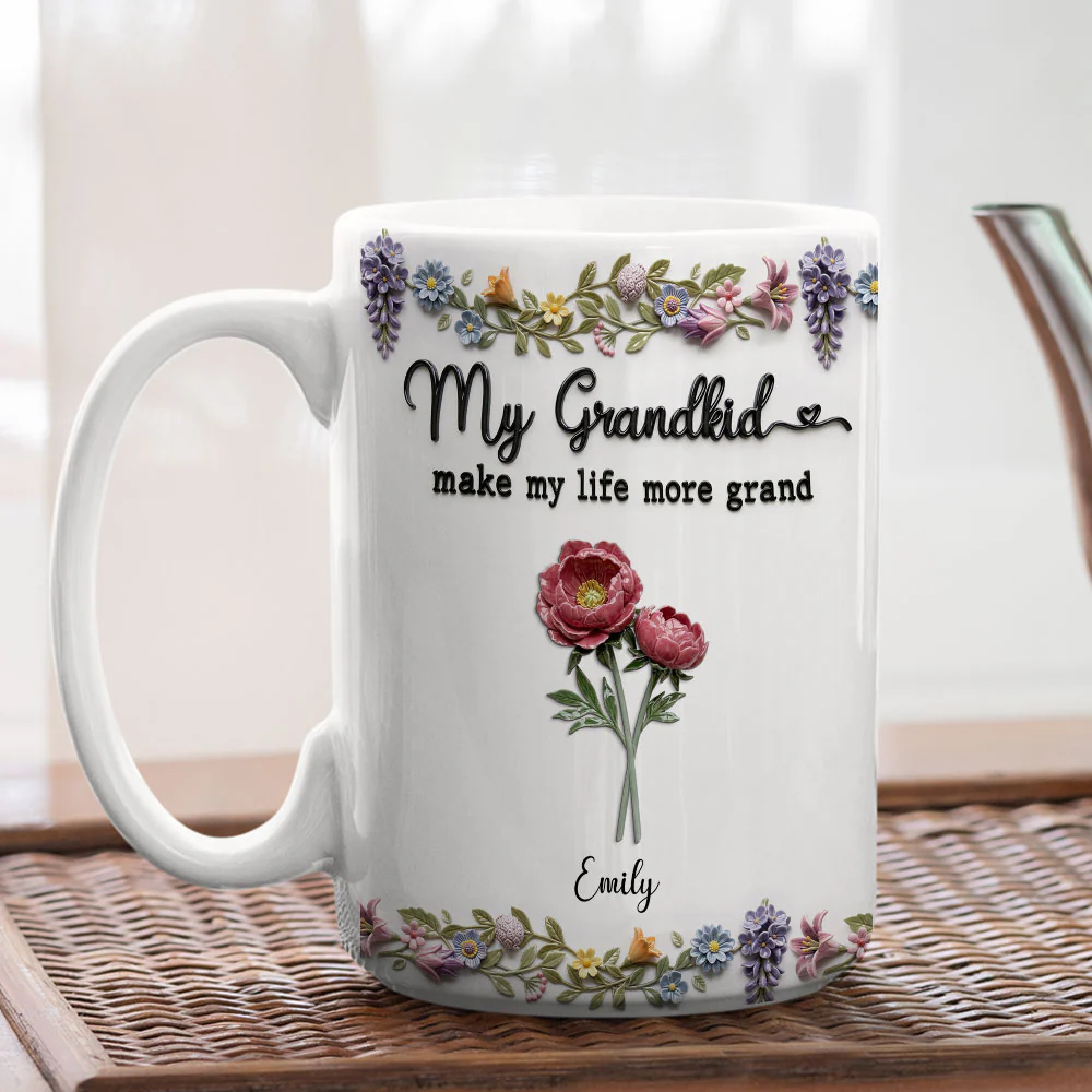 My Grandkids Make Life Bloom - Personalized Custom 3D Effect Mug - Image 6