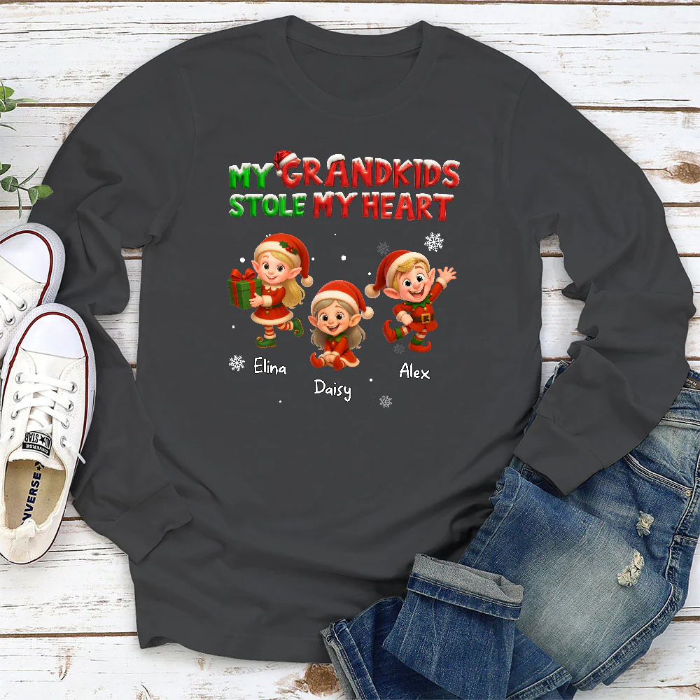 My Grandkids Stole My Heart - Personalized Custom Shirt - Image 4