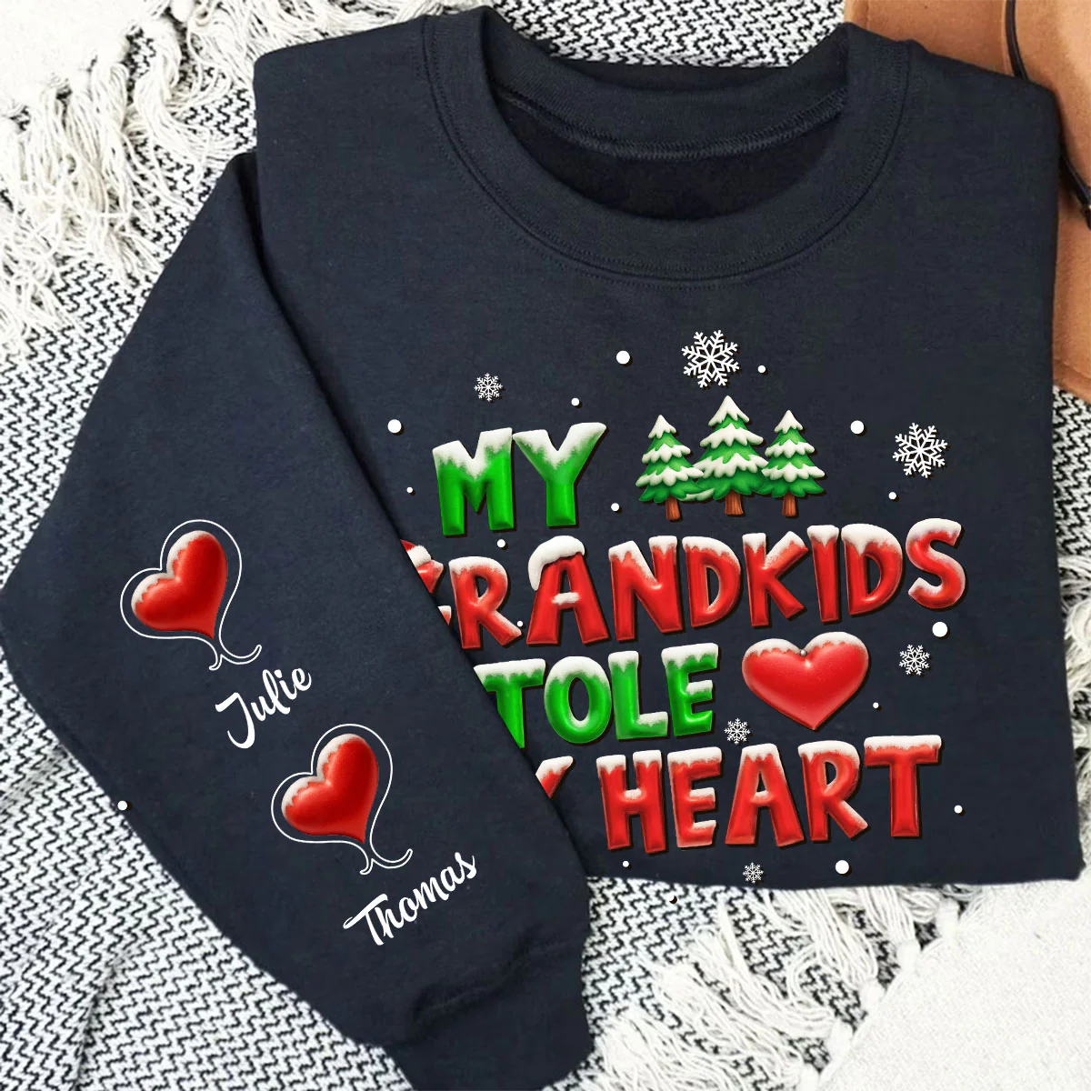 My Grandkids Stole My Heart - Personalized Custom Sweatshirt - Image 5