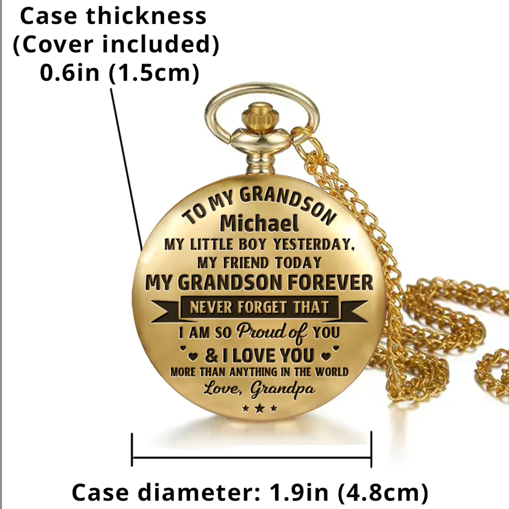 My Grandson Forever Version 2 - Personalized Custom Pocket Watch - Image 5