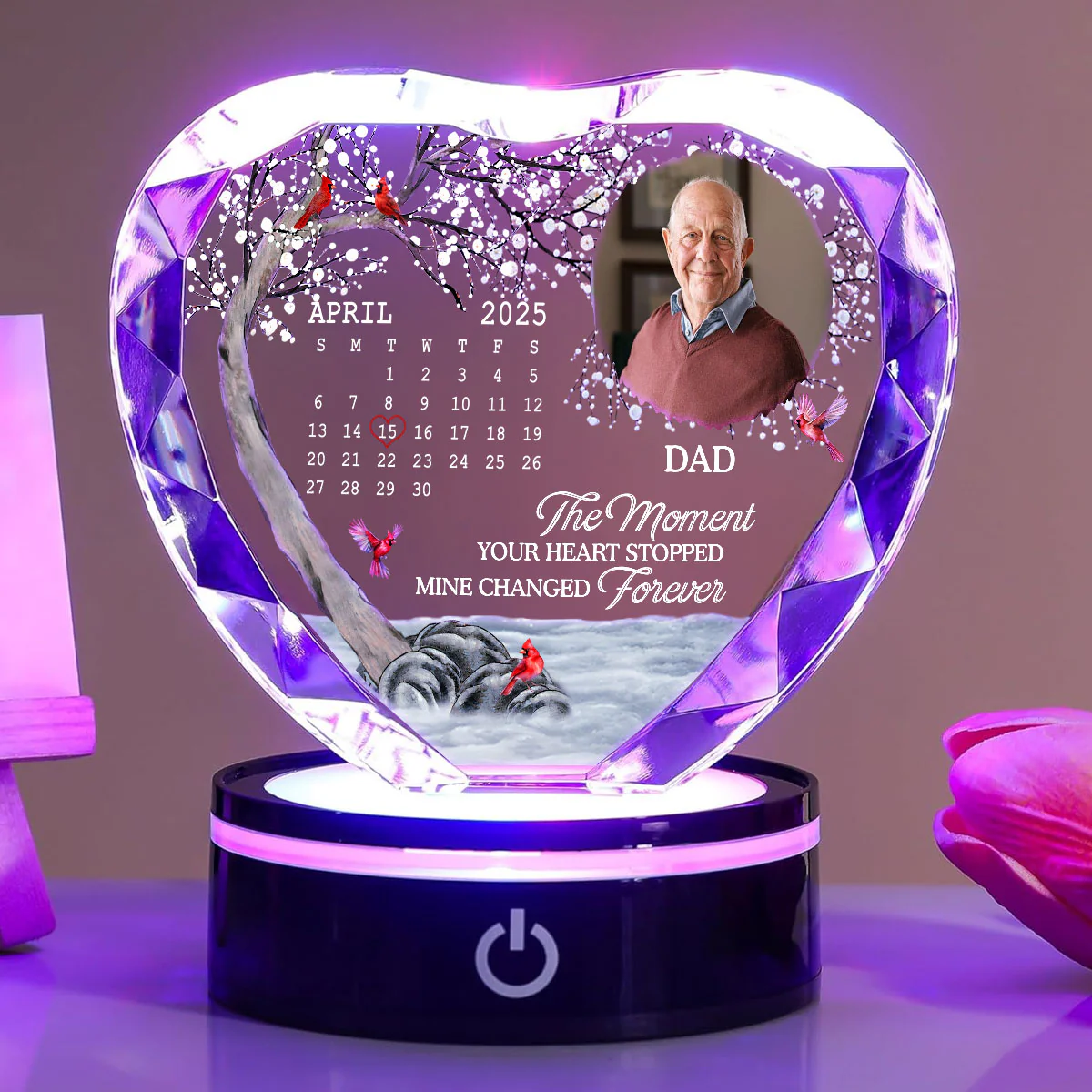 My Heart Changed Forever - Personalized Custom Crystal Led Light - Image 5